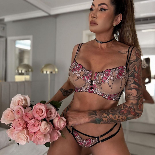 Elegant Lingerie with Embroidered Tulle